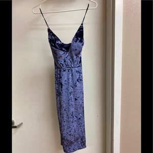 Purple crushed velvet strappy back midi dress